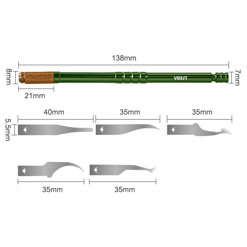 VBEST VBST-79A 5-in-1 CPU Pry Knife Kit Mobile Phone Motherboard IC Chip Glue Remove Repair Tool VBEST VBST-79A 5-in-1 CPU Pry Knife Kit Mobile Phone Motherboard IC Chip Glue Remove Repair Tool